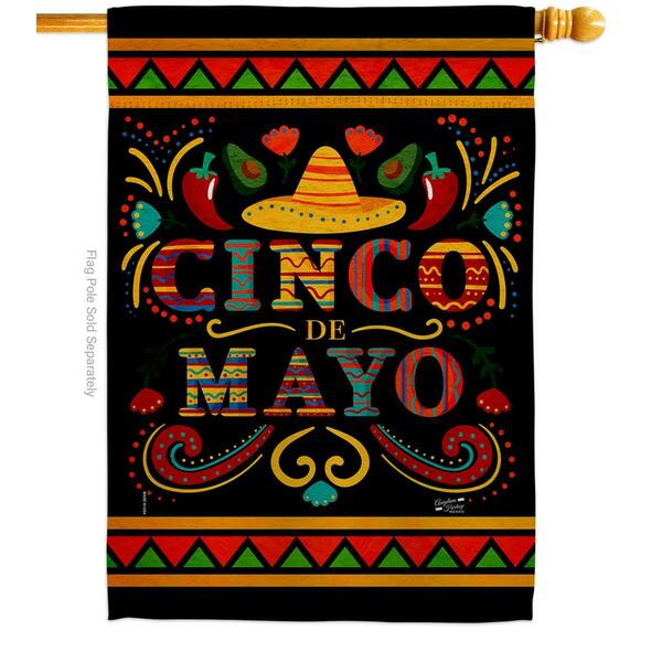 Patio Trasero 28 x 40 in. Fiesta de mayo Summertime Cinco Vertical House Flag with Double-Sided Banner Garden PA4074985